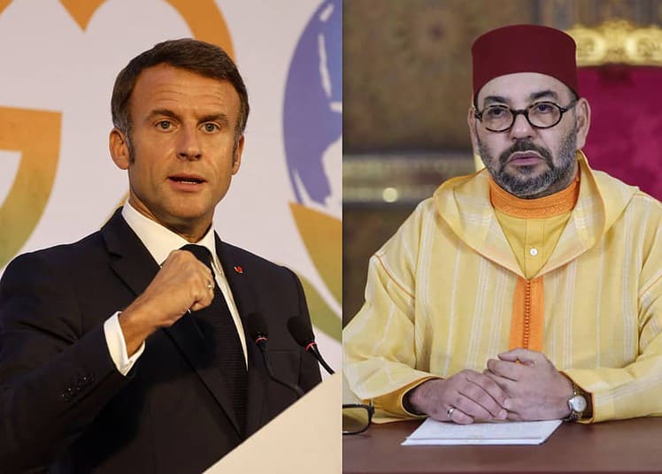 Le président de la République française Emmanuel Macron et le roi du Maroc, Mohammed VI.
